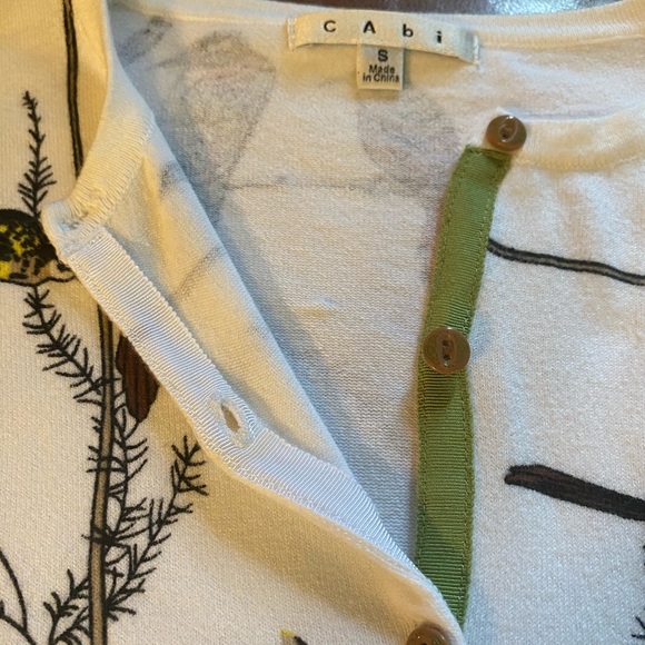 CAbi White Cardigan with birds sweater in small. - Picture 5 of 12
